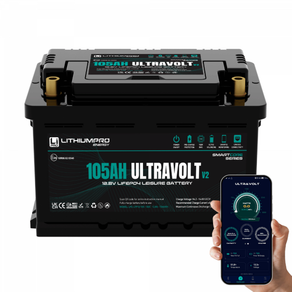 LithiumPro UltraVolt V2 105Ah lithium leisure battery