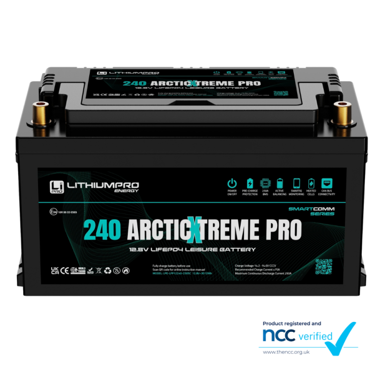 ARCTICXTREME PRO 240Ah lithium leisure battery. NCC Registered and Verified.